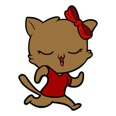 cartoon cat with bow on head