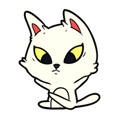 confused cartoon cat sitting