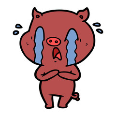 Obraz premium crying pig cartoon