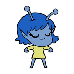 smiling alien girl cartoon