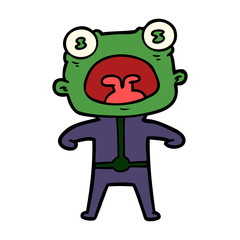 cartoon weird alien shouting