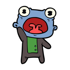 cartoon weird alien waving