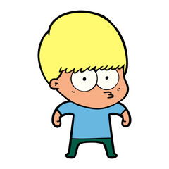 nervous cartoon boy