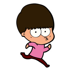 nervous cartoon boy