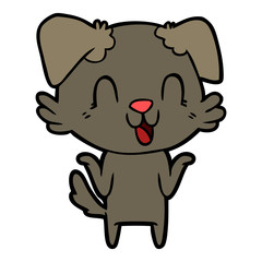 laughing cartoon dog shrugging shoulders