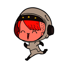 happy cartoon space girl