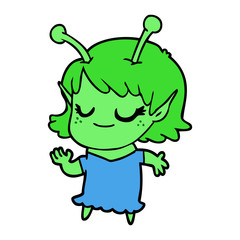 smiling alien girl cartoon