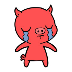 cartoon pig crying