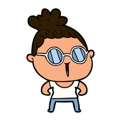cartoon tough woman wearing spectacles