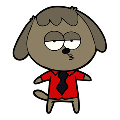 cartoon bored dog in office clothes