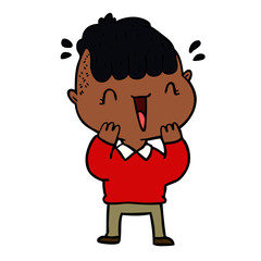 Fototapeta premium cartoon happy boy surprised