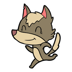 friendly cartoon wolf running