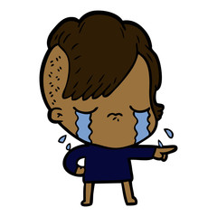 cartoon crying girl accusing