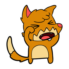 angry cartoon fox rubbing eyes