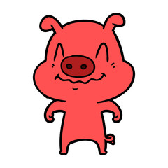 nervous cartoon pig