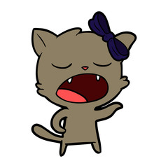 cartoon yawning cat