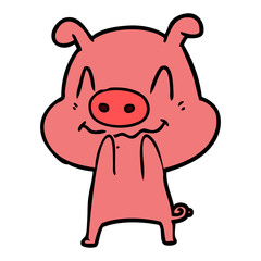 nervous cartoon pig