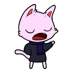 talking cat wearing winter clothes