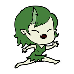 cartoon laughing vampire girl running
