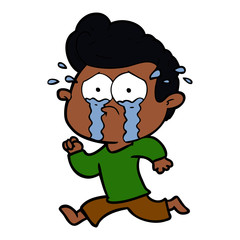 cartoon crying man running