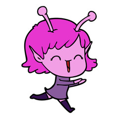 cartoon alien girl laughing
