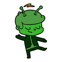 friendly cartoon spaceman dancing