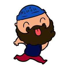 running man with beard sticking out tongue