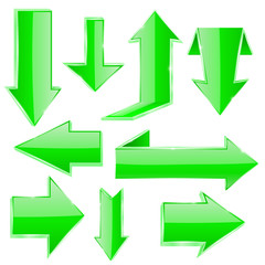 Green arrows set. Folded up and down arrows