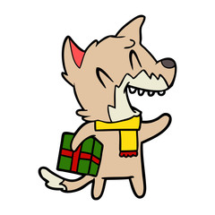 laughing christmas fox cartoon