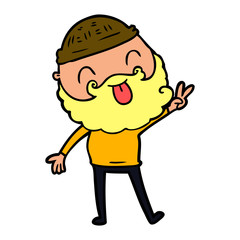 man with beard giving peace sign