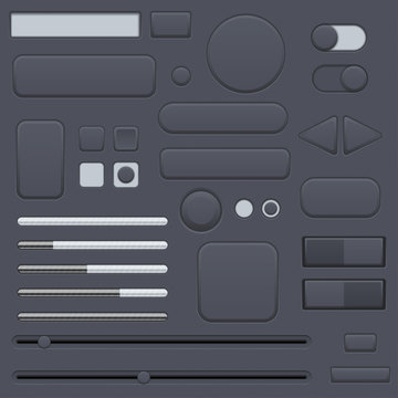 Black interface buttons set