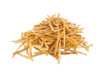 fried Taro slices Dip into the caramel isolated on white background