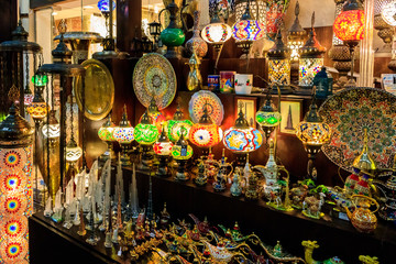 Traditional Souvenirs and Lanterns Inside Souk Madinat Jumeirah