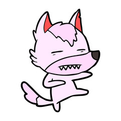 cartoon wolf kicking