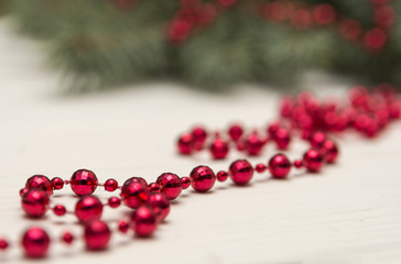 Red Christmas decoration on white background
