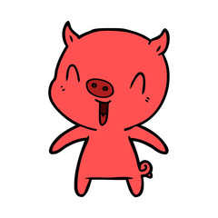 happy cartoon pig