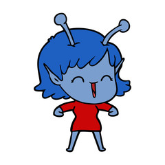 cartoon alien girl laughing