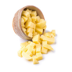 Chopped potato in a bowl isolated on a white background
