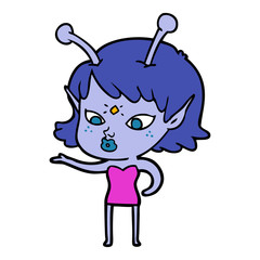 pretty cartoon alien girl