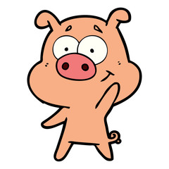 happy cartoon pig