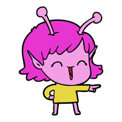 cartoon alien girl laughing