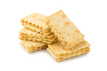Cracker with creamy layer isolated on white background