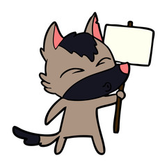 cartoon wolf with protest sign