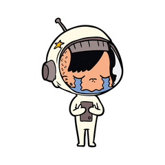 cartoon crying astronaut girl