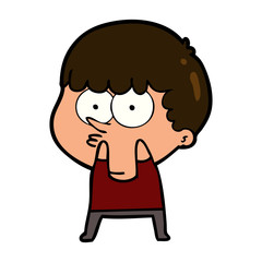 cartoon curious boy