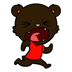 angry cartoon bear running