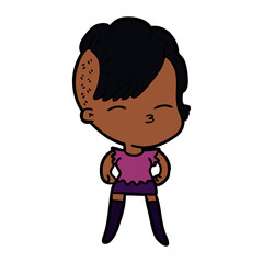cartoon squinting girl