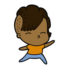 cartoon squinting girl