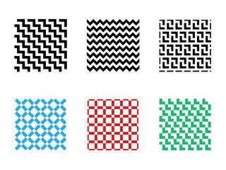 Set of Seamless pixel pattern on white, vector