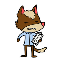 cartoon office wolf showing teeth